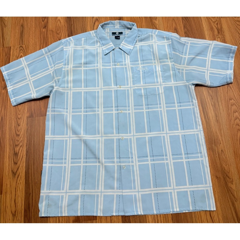 Southpole Shirt Mens XXL Windowpane Plaid Y2K Hip Hop Button Up Blue